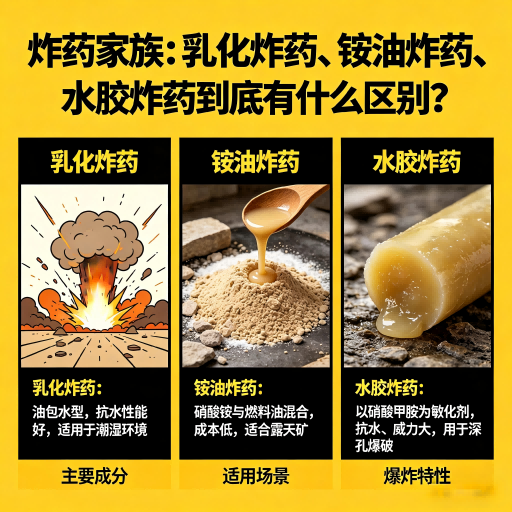 天台炸药家族：乳化炸药、铵油炸药、水胶炸药到底有什么区别？